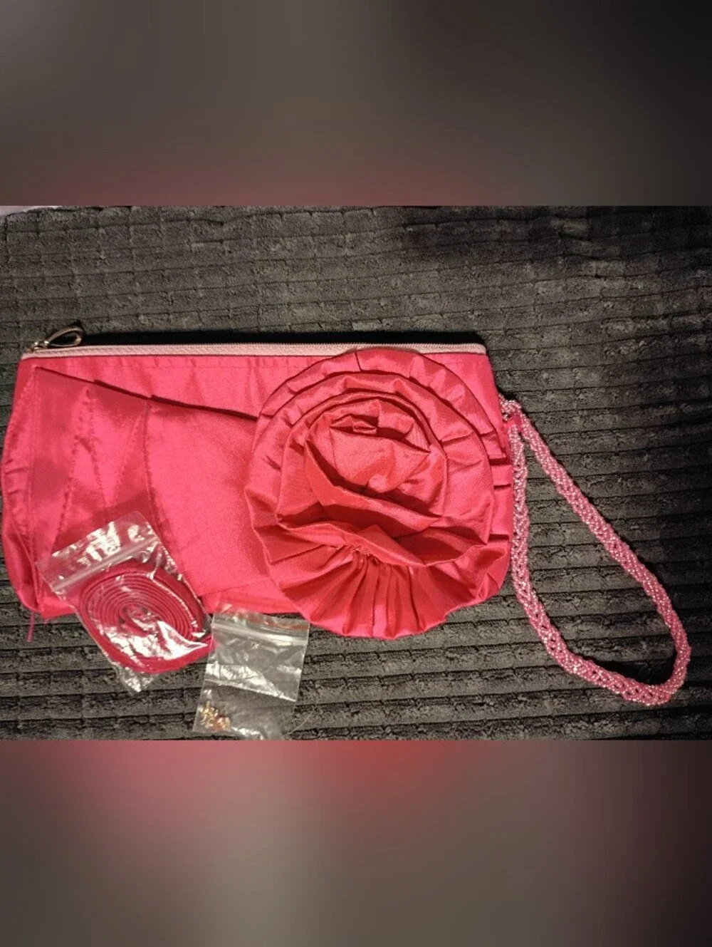 Hot Pink Satin Wristlet